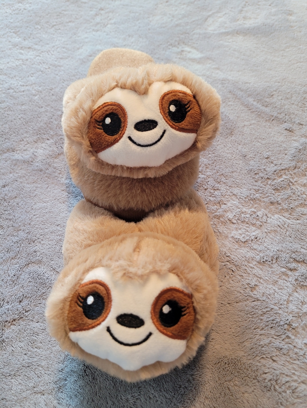 Unbranded Sloth Head Slippers Size S (5/6) Brown EUC Cute Big Eyes Fun Cushioned